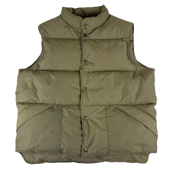 VTG LL Bean Goose Down Puffer Vest Men's XL Long Brown Jacket Quilted 1424 USA - Picture 1 of 9
